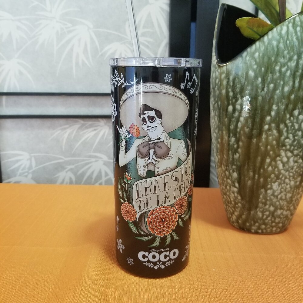 Disney Parks Pixar Coco Ernesto De La Cruz Stainless Steel Tumbler w/ Straw NWT